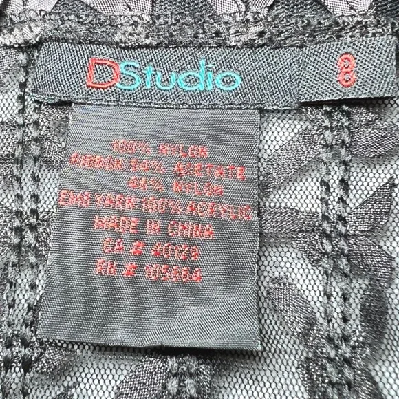 D Studio Womens Size 8 Black Mesh Ribbon Top Avant Garde Shabby Chic Goth Y2K - Picture 4 of 11